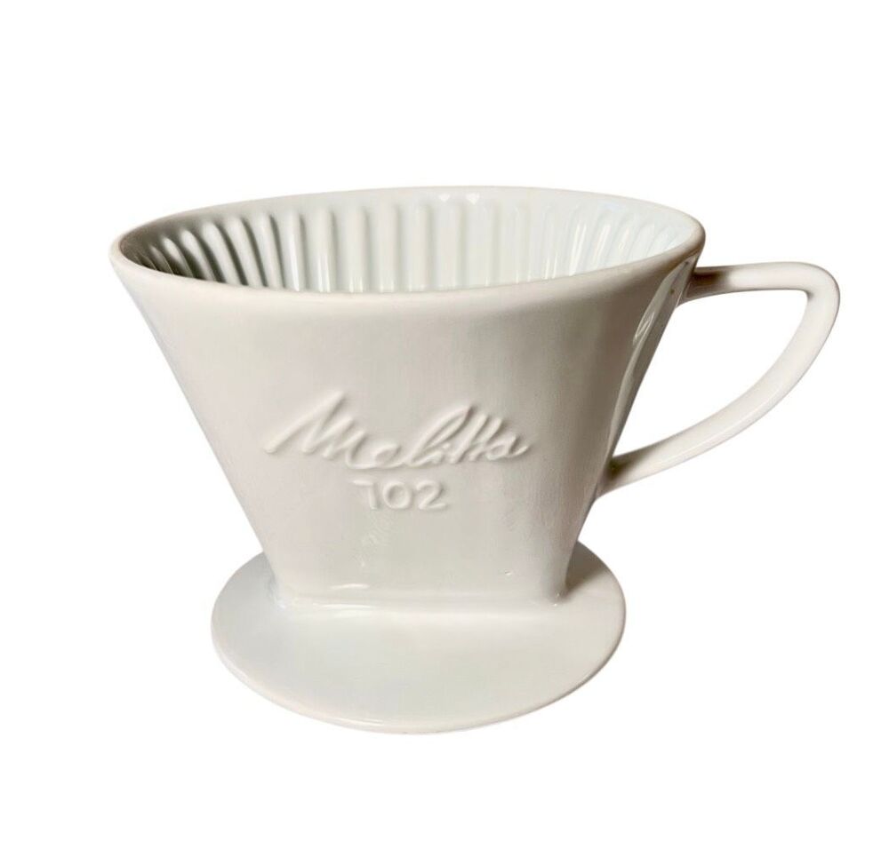 Vintage Melitta Embossed #102 Porcelain Pour Over Coffee Filter 2 Hole Germany